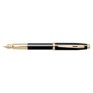 Sheaffer 100 Glossy Black Gold Trim Fountain Pen